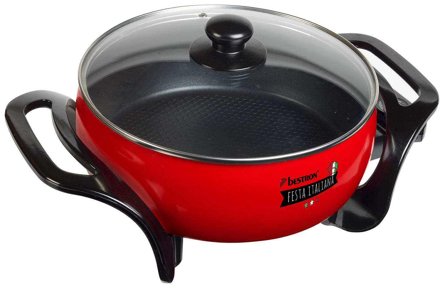 "Genussvolle Partys: XL-Red Multifunktionspfanne mit Glasdeckel, 1500W"