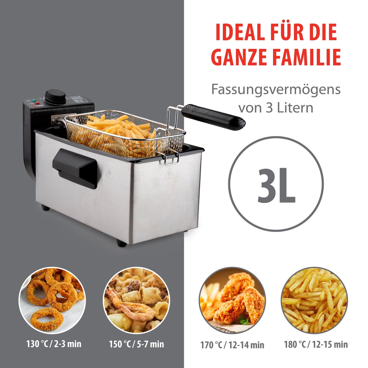 "Genießen Sie knusprige Leckereien: Edelstahl Fritteuse mit 3 Körben, 5L"