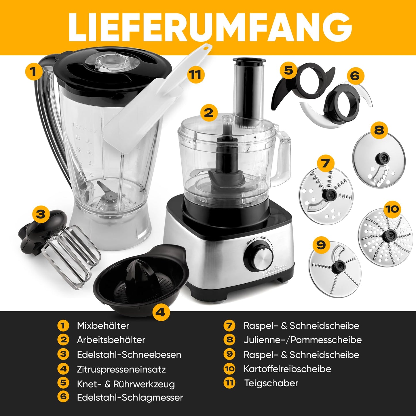"Meisterhafte Küchengenüsse: Multifunktionale 3in1 Küchenmaschine, 1200W"