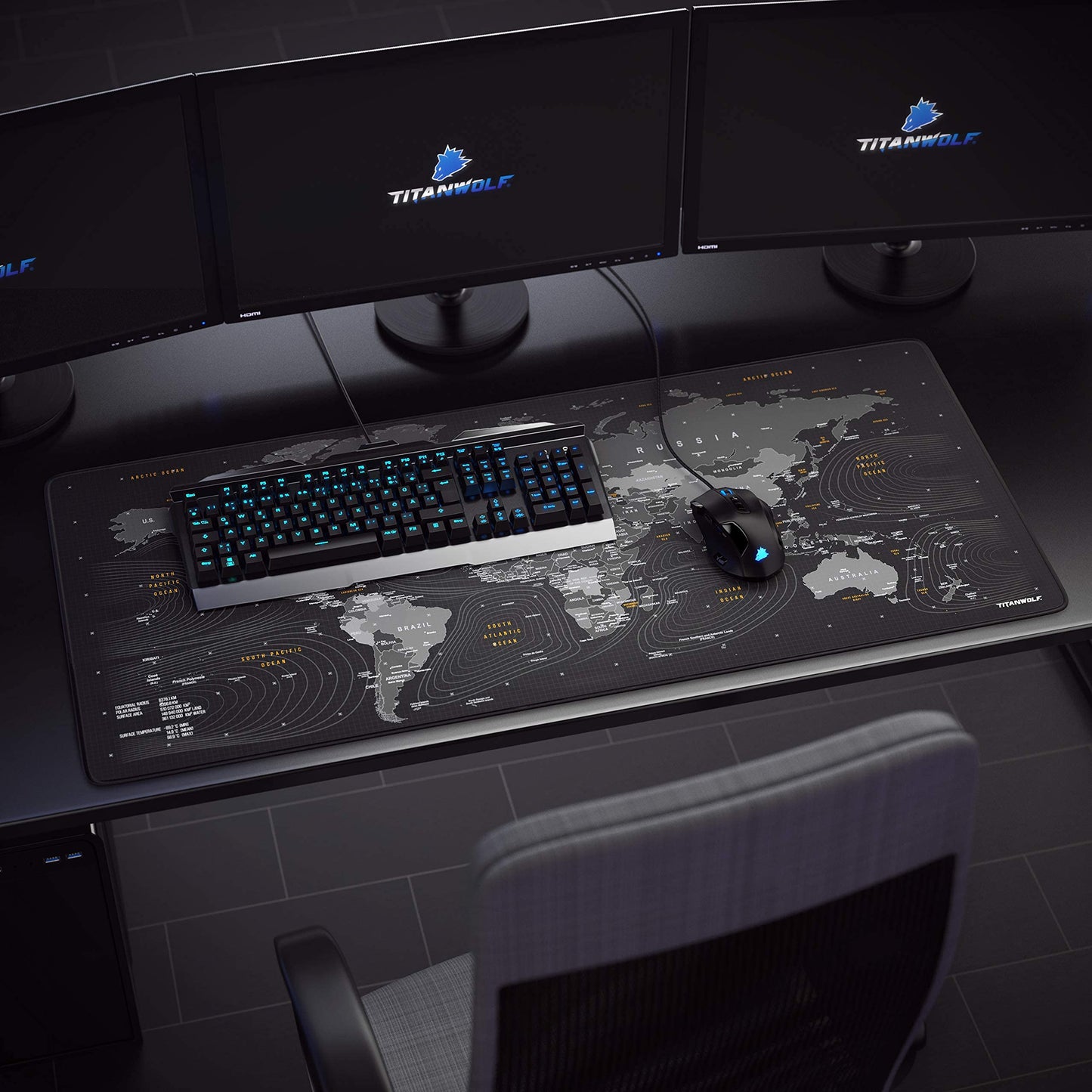 "Präzise Kontrolle: XXL Gaming Mauspad Weltkarte 900x400 mm für Gamer"