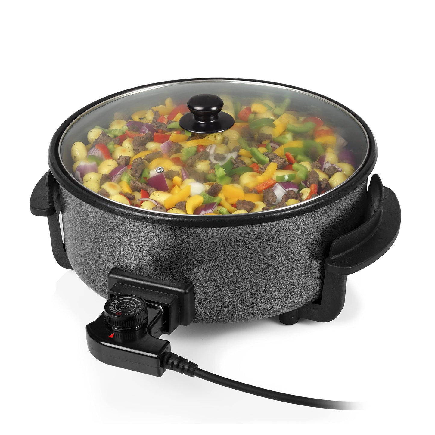 "Vielseitige Elektro-Pfanne 30 cm: Schnelles Kochen mit Stil für zwei!"