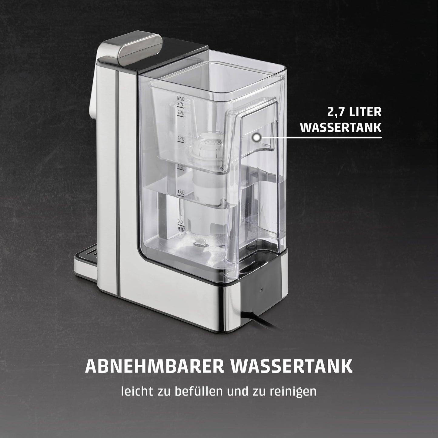 "Heißes Wasser in Sekunden: 2,7l Heißwasserspender mit 7 Temperatureinstellungen!"