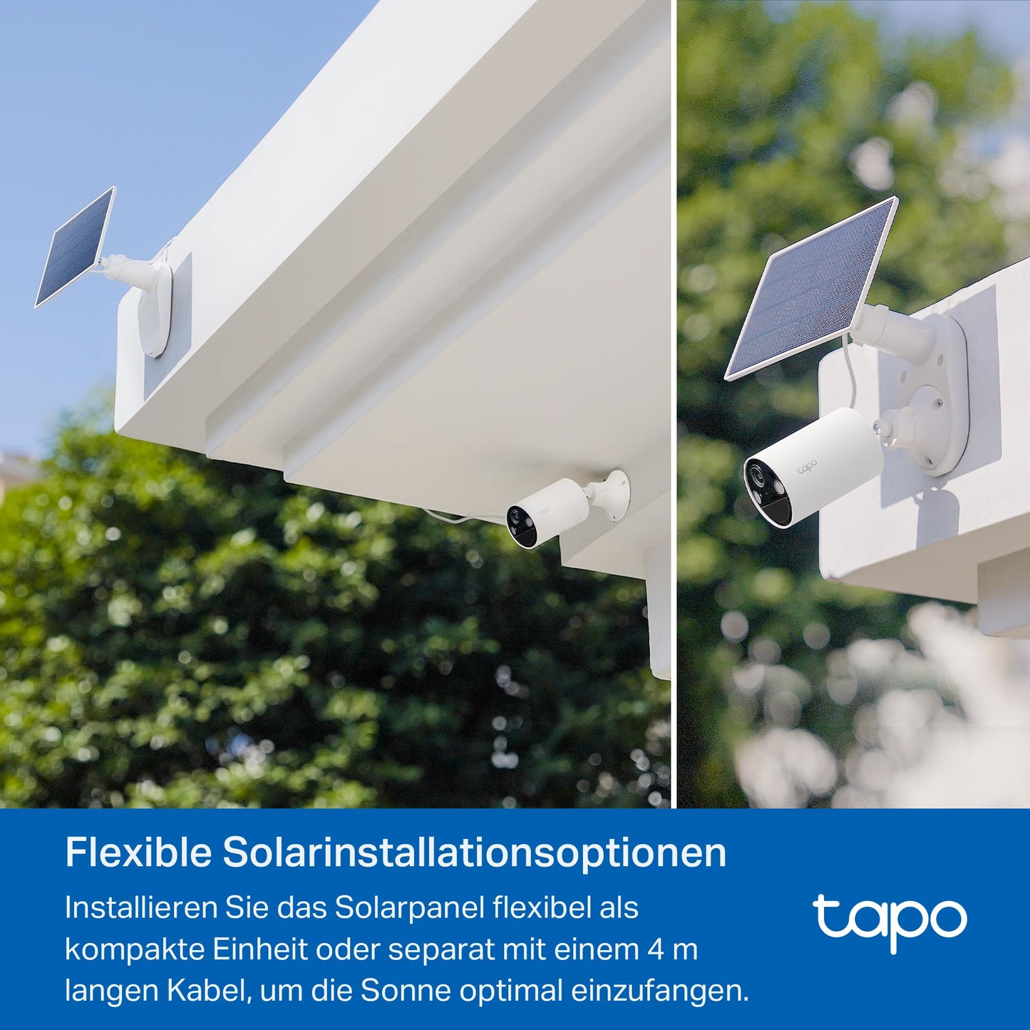 Tapo C410 KIT Solar Überwachungskamera Aussen Akku, 2K 3MP, Farbnachtsicht, MicroSD-Speicher, 6400-mAh Nicht entfernbarer Akku, Zwei-Wege-Audio, Personenerkennung, Alexa&Google Assistant, 2,4 GHz