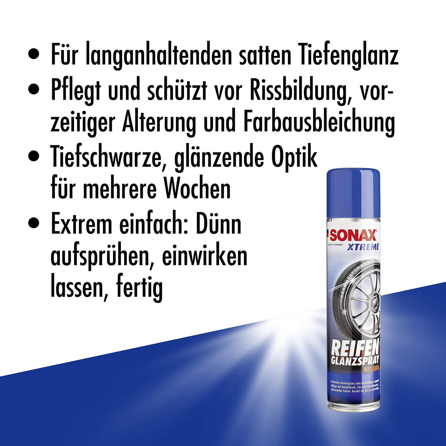 "Strahlender Glanz: 400 ml Reifenpflege für tiefschwarze, gepflegte Reifen!"