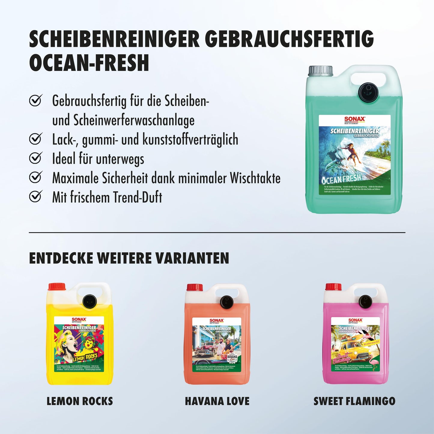 "Kristallklarer Sichtschutz: 5L gebrauchsfertiger Ocean-Fresh Scheibenreiniger"