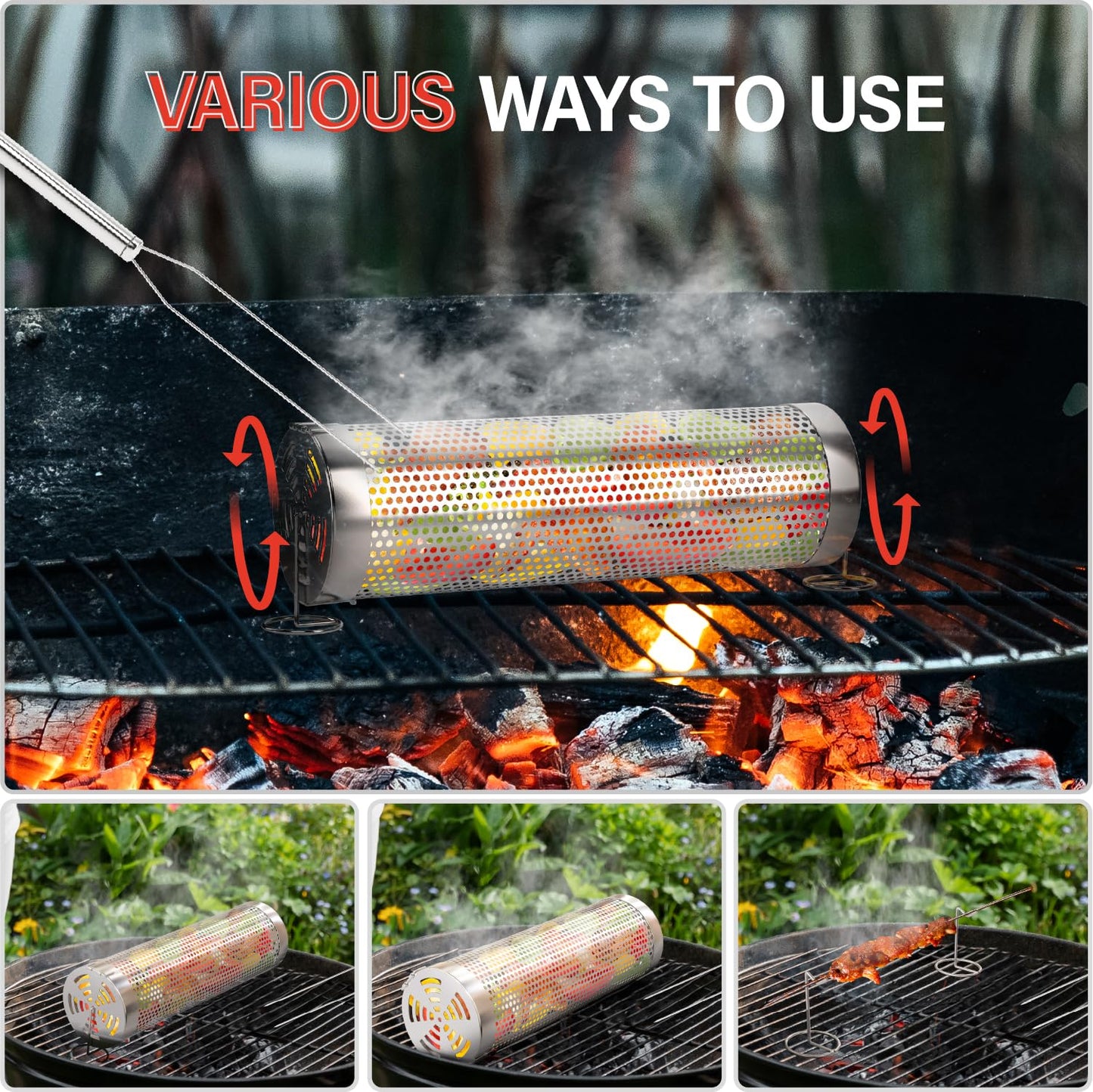 "Grillvergnügen neu definiert: 2x Edelstahl Grillkorb für perfekte BBQ-Action!"