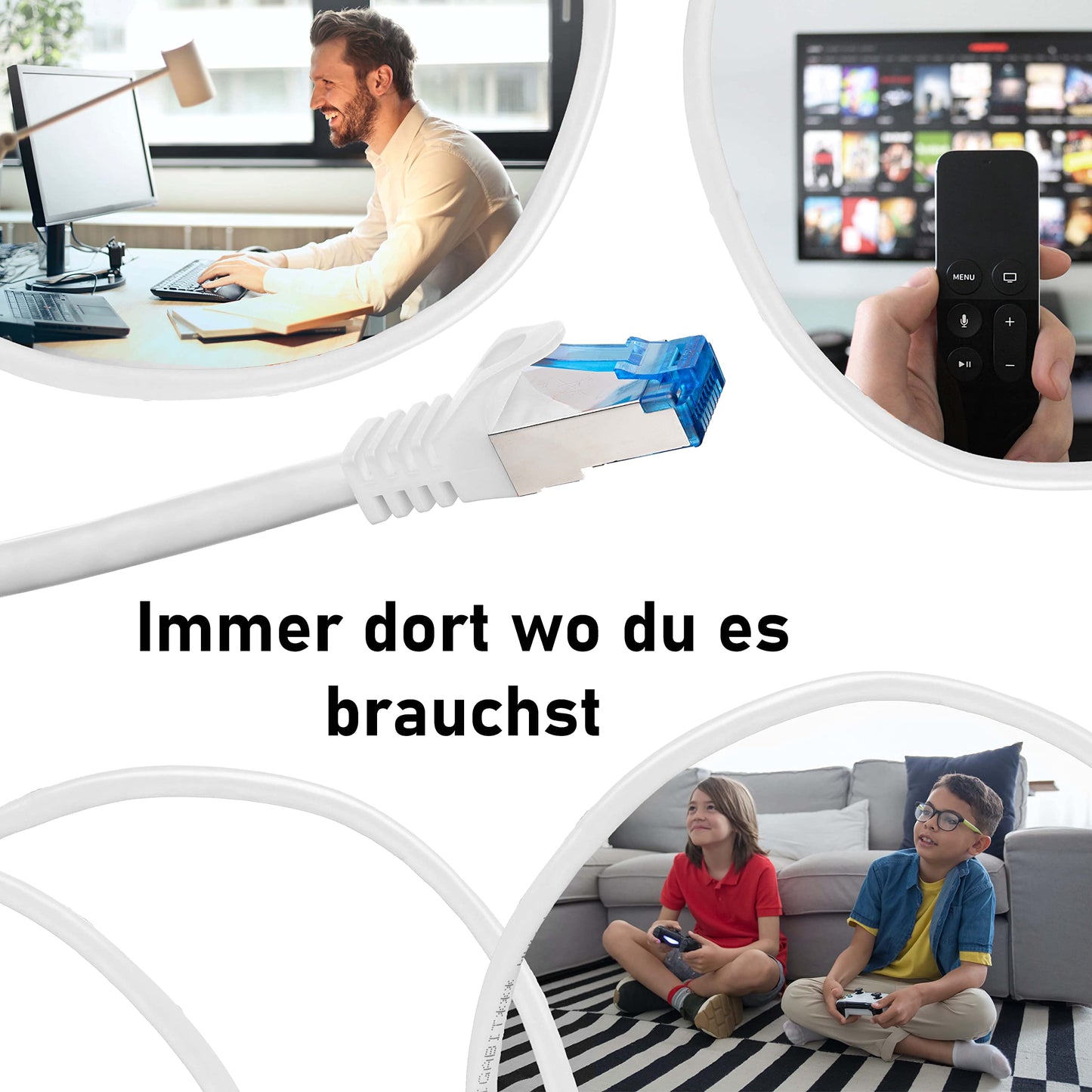 "Superschnell und stabil: 2m CAT7 Patchkabel in elegantem Weiß"
