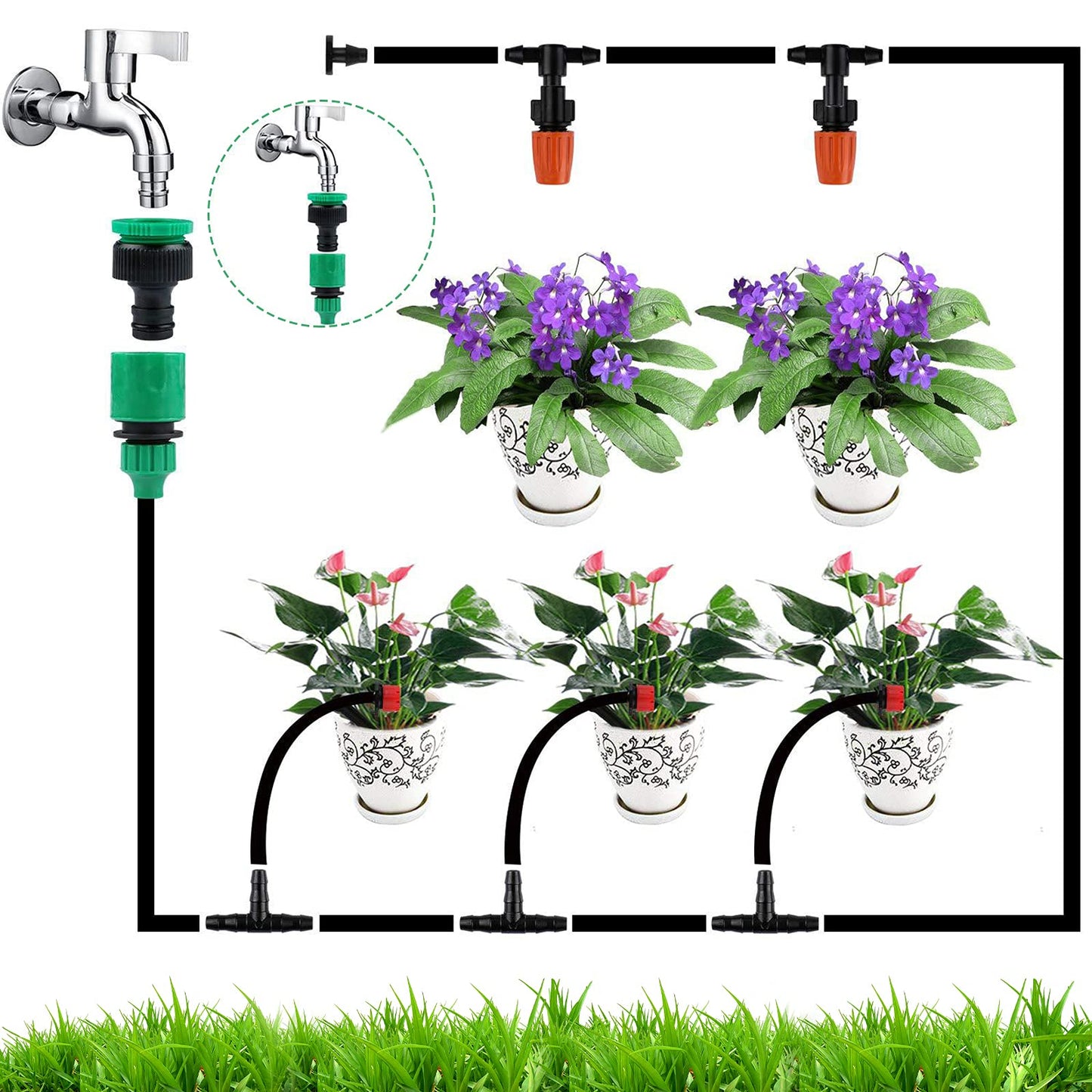 "Effiziente Gartenbewässerung: 200 Teiliges Set für präzise Pflanzenpflege"