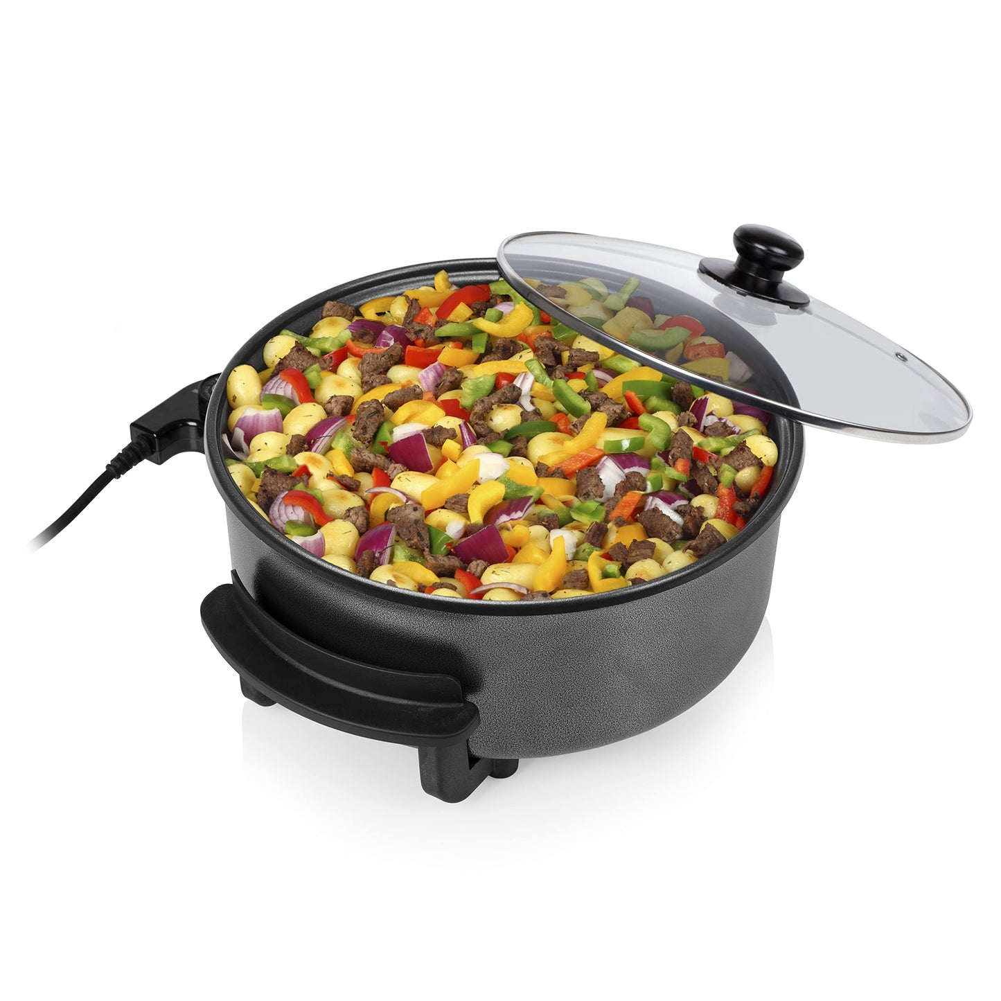 "Vielseitige Elektro-Pfanne 30 cm: Schnelles Kochen mit Stil für zwei!"