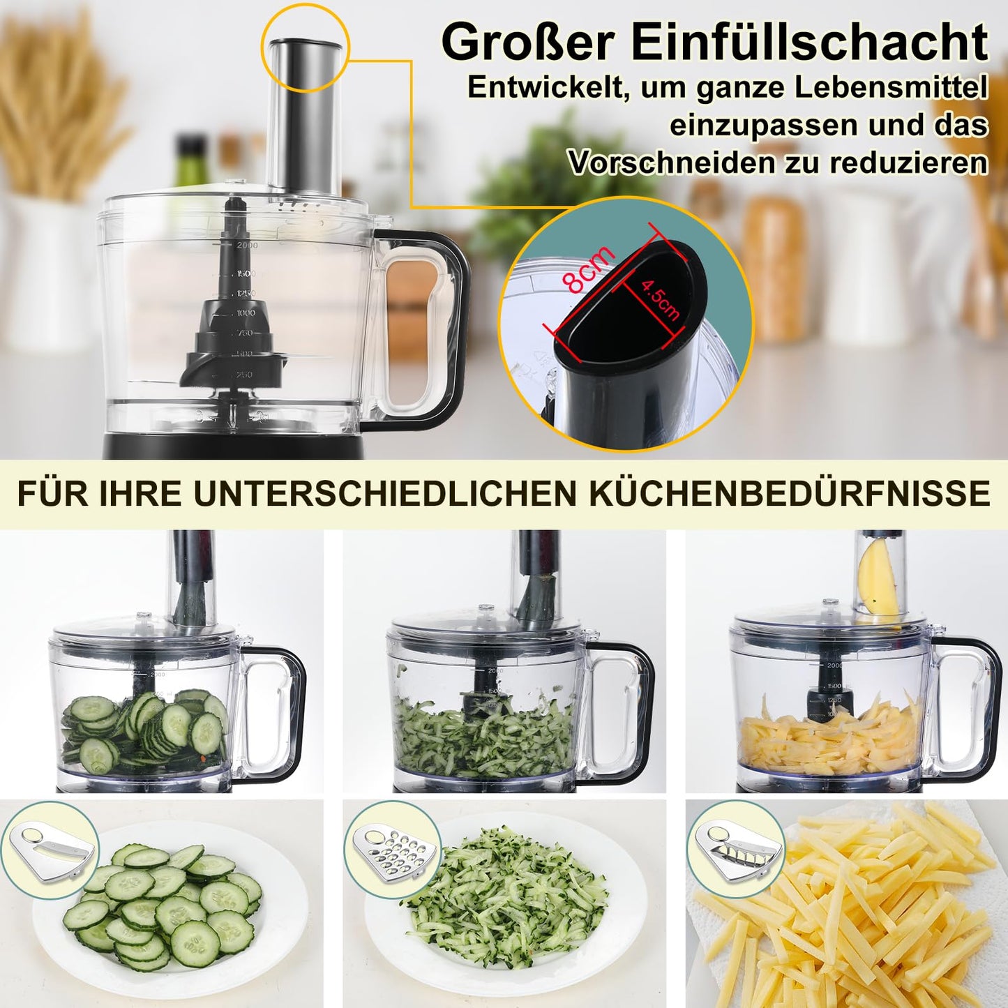 "Vielseitiger Küchenhelfer: 800W 2L Zerkleinerer in elegantem Schwarz"