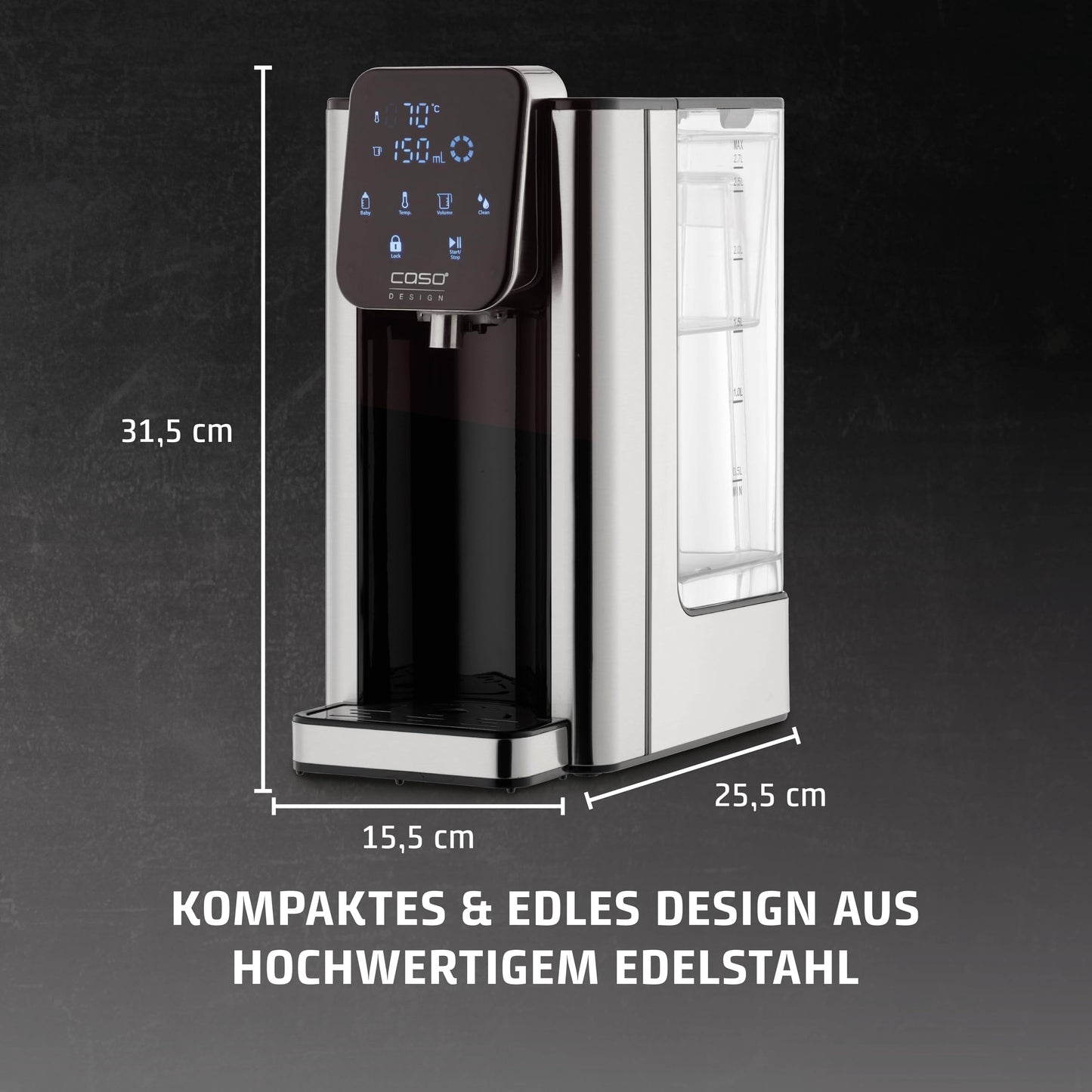"Heißes Wasser in Sekunden: 2,7l Heißwasserspender mit 7 Temperatureinstellungen!"