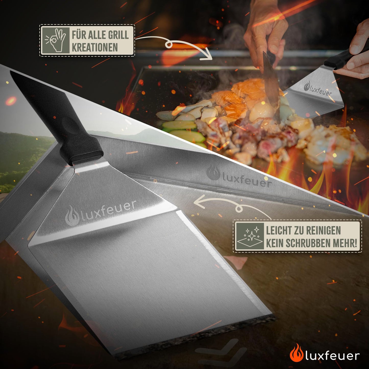 "Präzision für Grillprofis: 2x Edelstahl-Spachtel für Burger & mehr!"