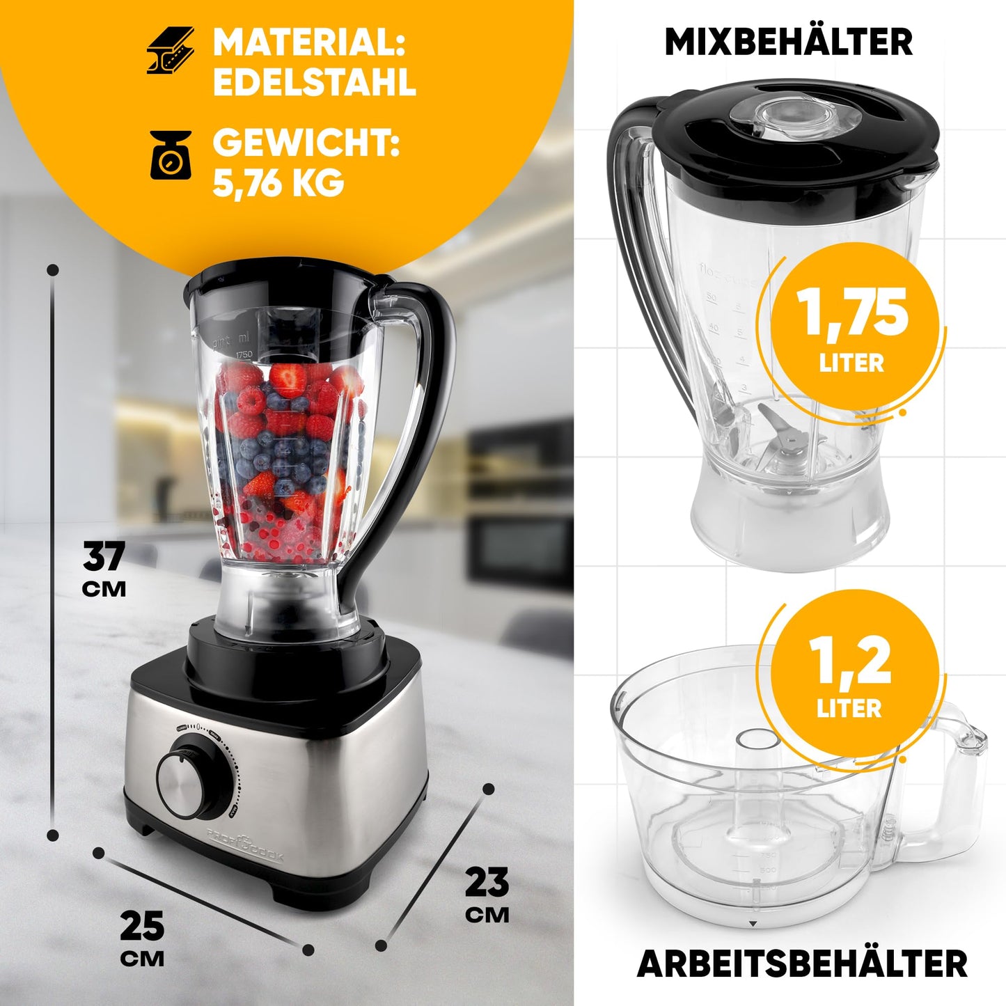 "Meisterhafte Küchengenüsse: Multifunktionale 3in1 Küchenmaschine, 1200W"