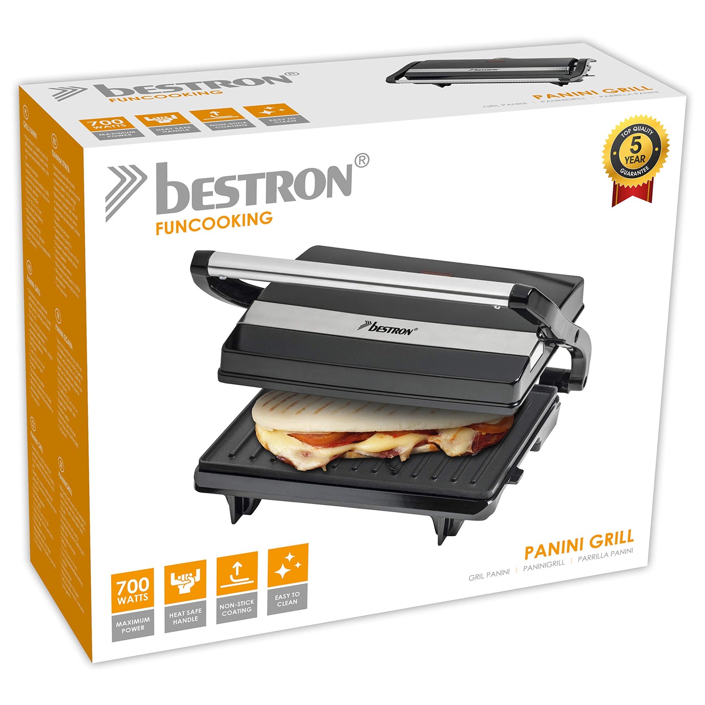 "Kompakter Genuss: 700W elektrischer Kontaktgrill für knusprige Paninis in Schwarz"