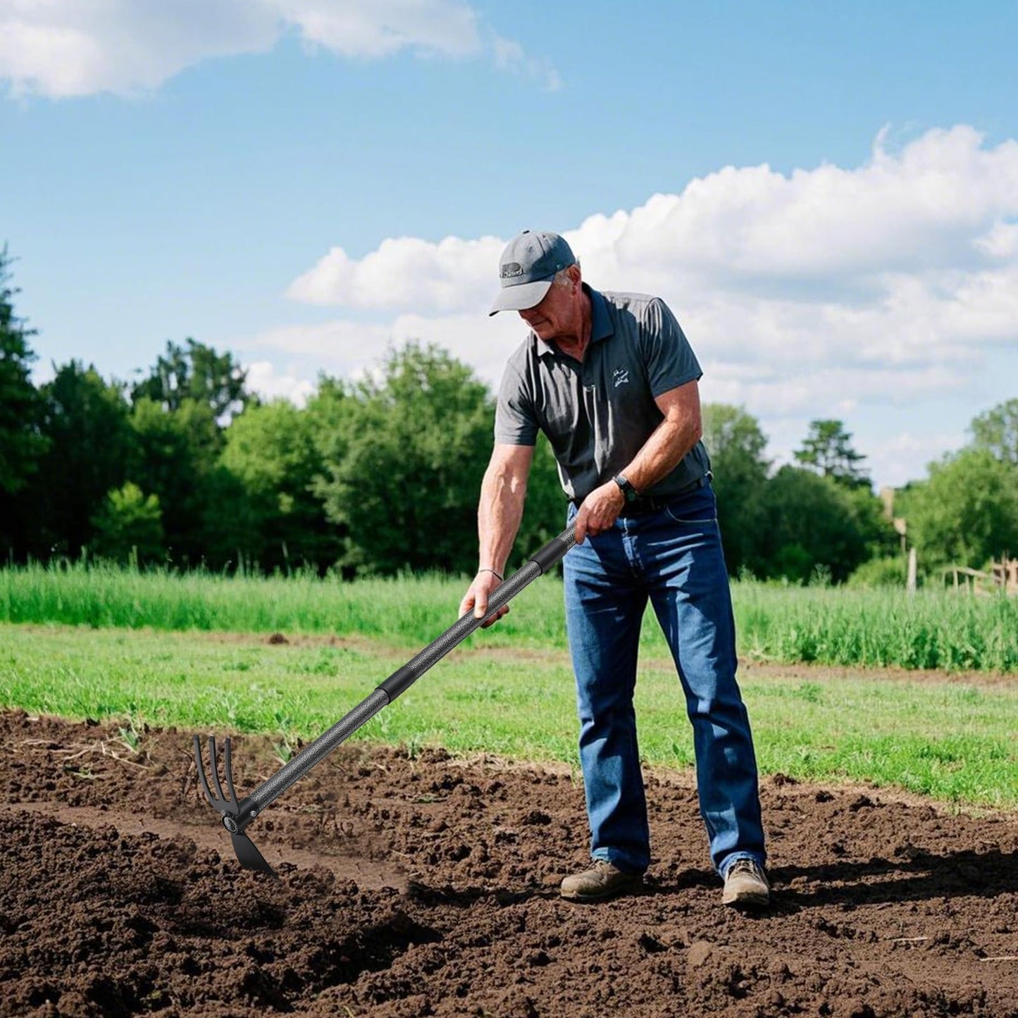 "Multifunktionale Gartenhacke, 116cm lang für ideales Arbeiten im Garten"