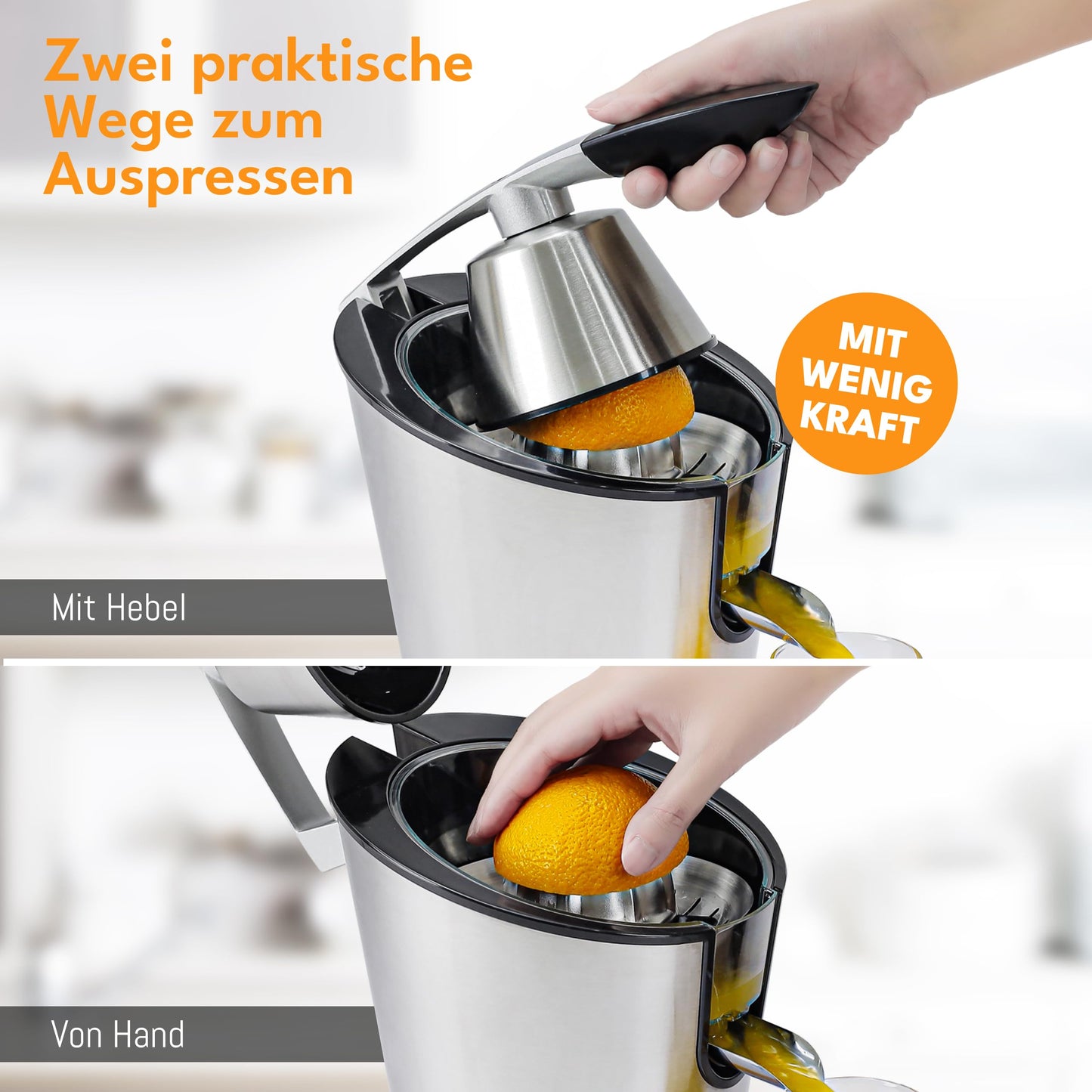 "Erfrischender Genuss: 600W elektrische Saftpresse mit 2 Kegeln und BPA-frei!"