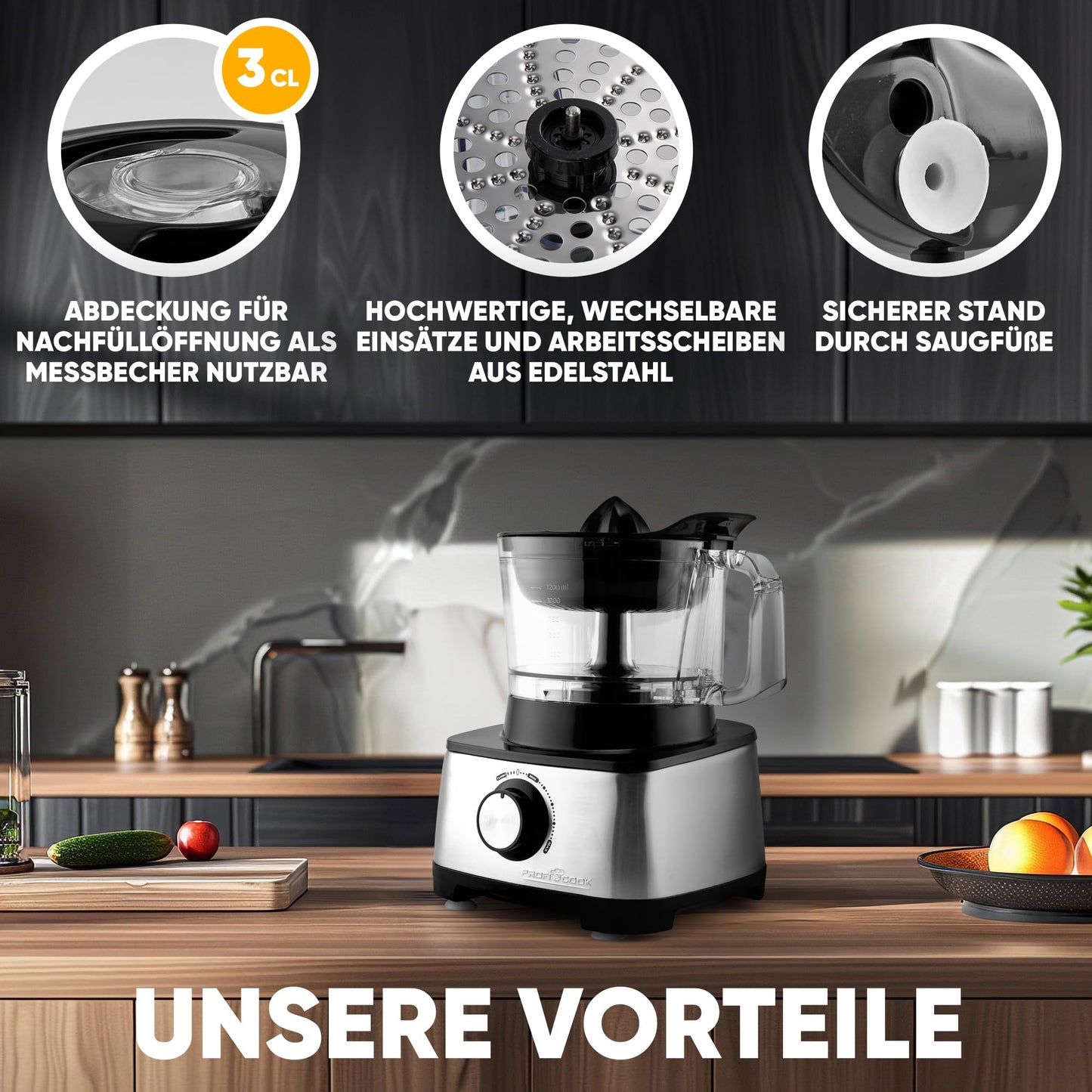 "Meisterhafte Küchengenüsse: Multifunktionale 3in1 Küchenmaschine, 1200W"