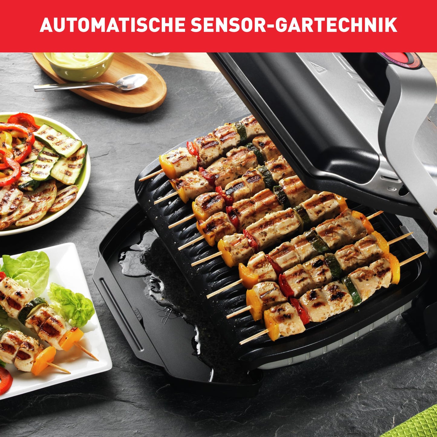 "Perfekte Grillergebnisse: Edelstahl Kontaktgrill mit 6 Programmen für Genuss"