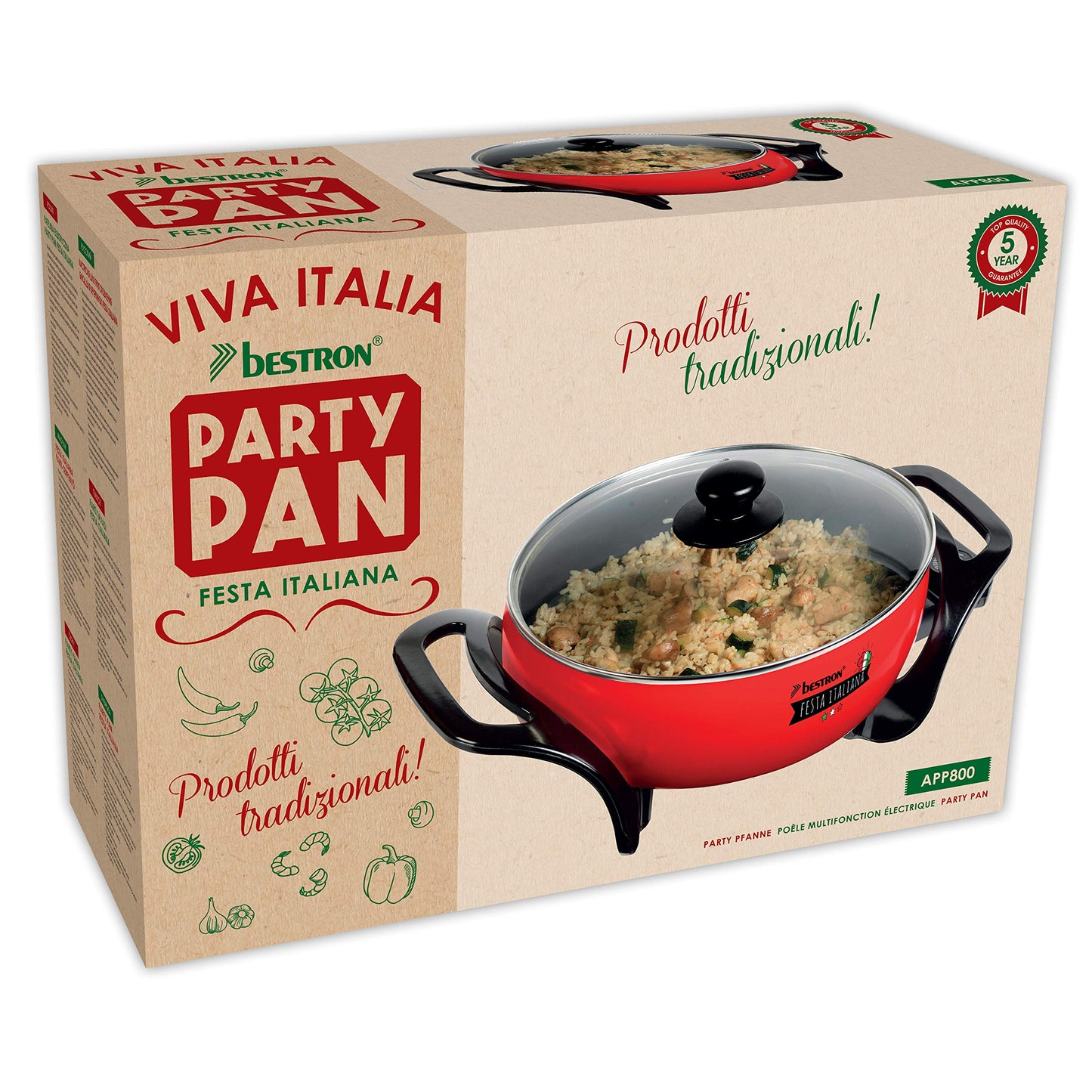 "Genussvolle Partys: XL-Red Multifunktionspfanne mit Glasdeckel, 1500W"