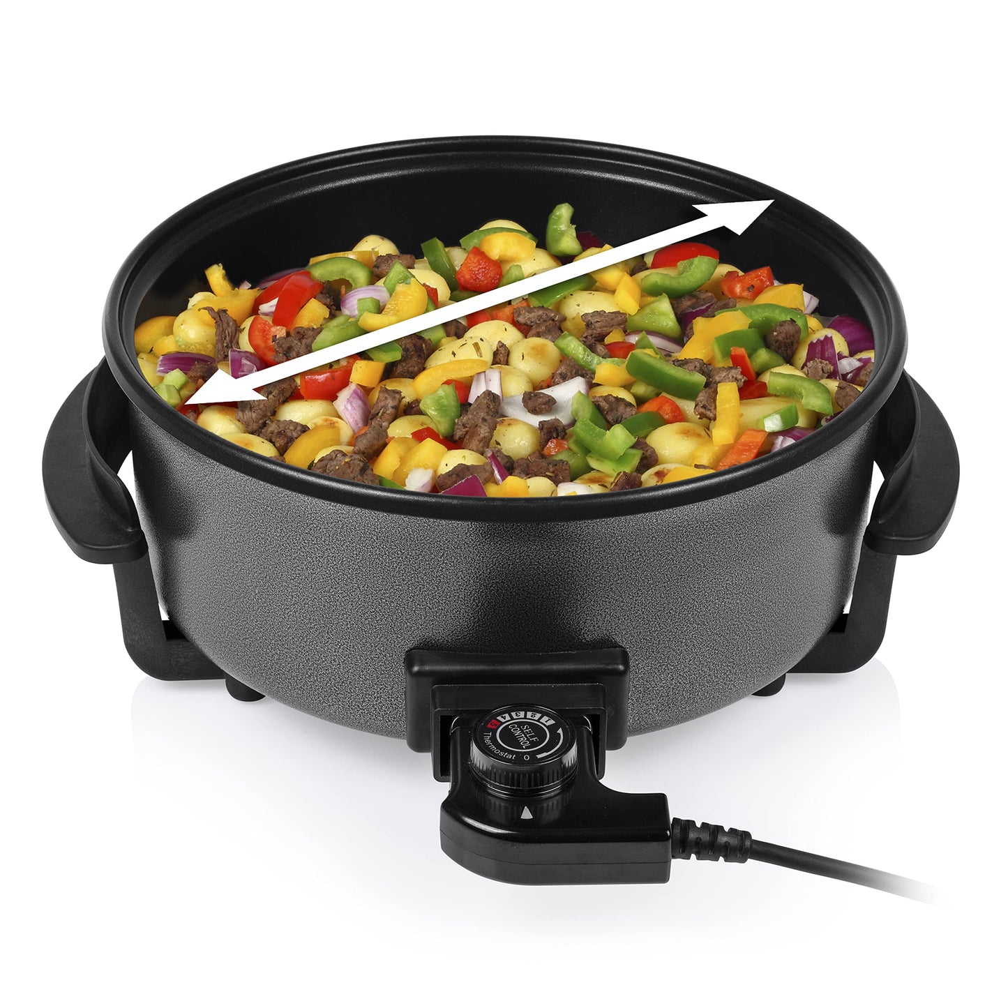 "Vielseitige Elektro-Pfanne 30 cm: Schnelles Kochen mit Stil für zwei!"