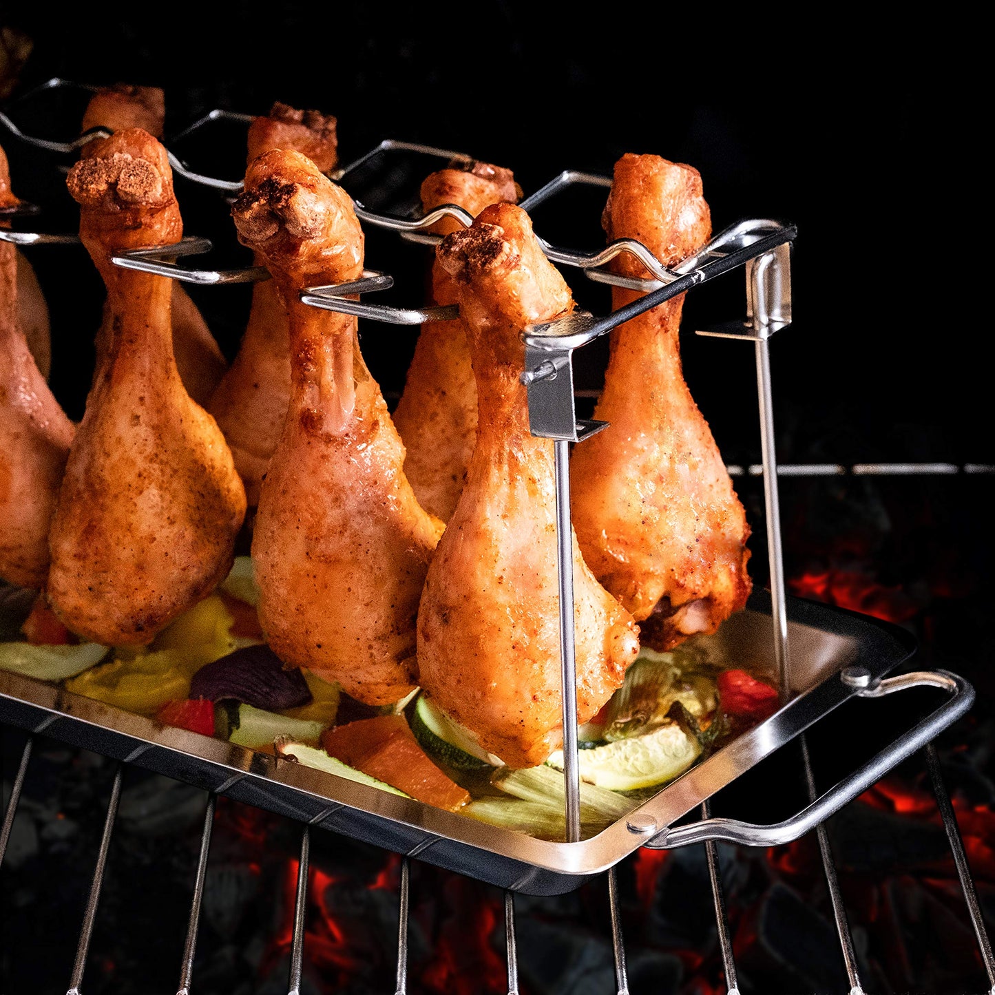 "Grillgenuss pur: Robuster Hähnchenschenkel Halter für 12 Stück Edelstahl"