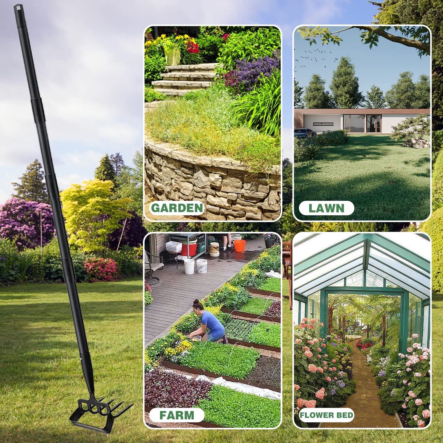 "Bequemes Jäten: 2-in-1 Edelstahl Gartenwerkzeug mit verstellbarem Griff"