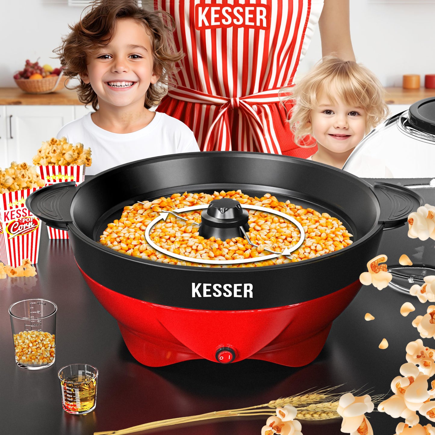"Genießen Sie das Kino-Feeling: Retro Popcornmaschine in Rot für 5,5l Genuss!"