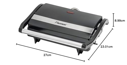 "Kompakter Genuss: 700W elektrischer Kontaktgrill für knusprige Paninis in Schwarz"