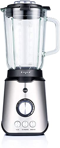 "Leistungsstarker Mixer: 1,5l Glaskrug für perfekte Smoothies, silber"