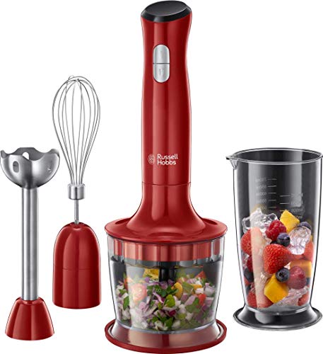 "Multifunktional und kraftvoll: 3-in-1 Stabmixer in elegantem Rot"