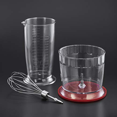 "Multifunktional und kraftvoll: 3-in-1 Stabmixer in elegantem Rot"