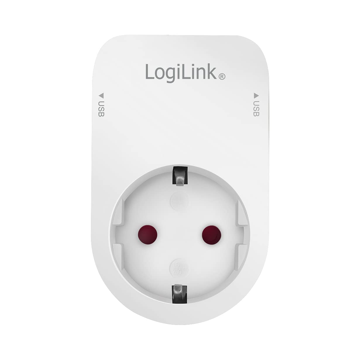 "Praktischer 2x USB Steckdosenadapter mit Smartphonehalterung in Weiß"
