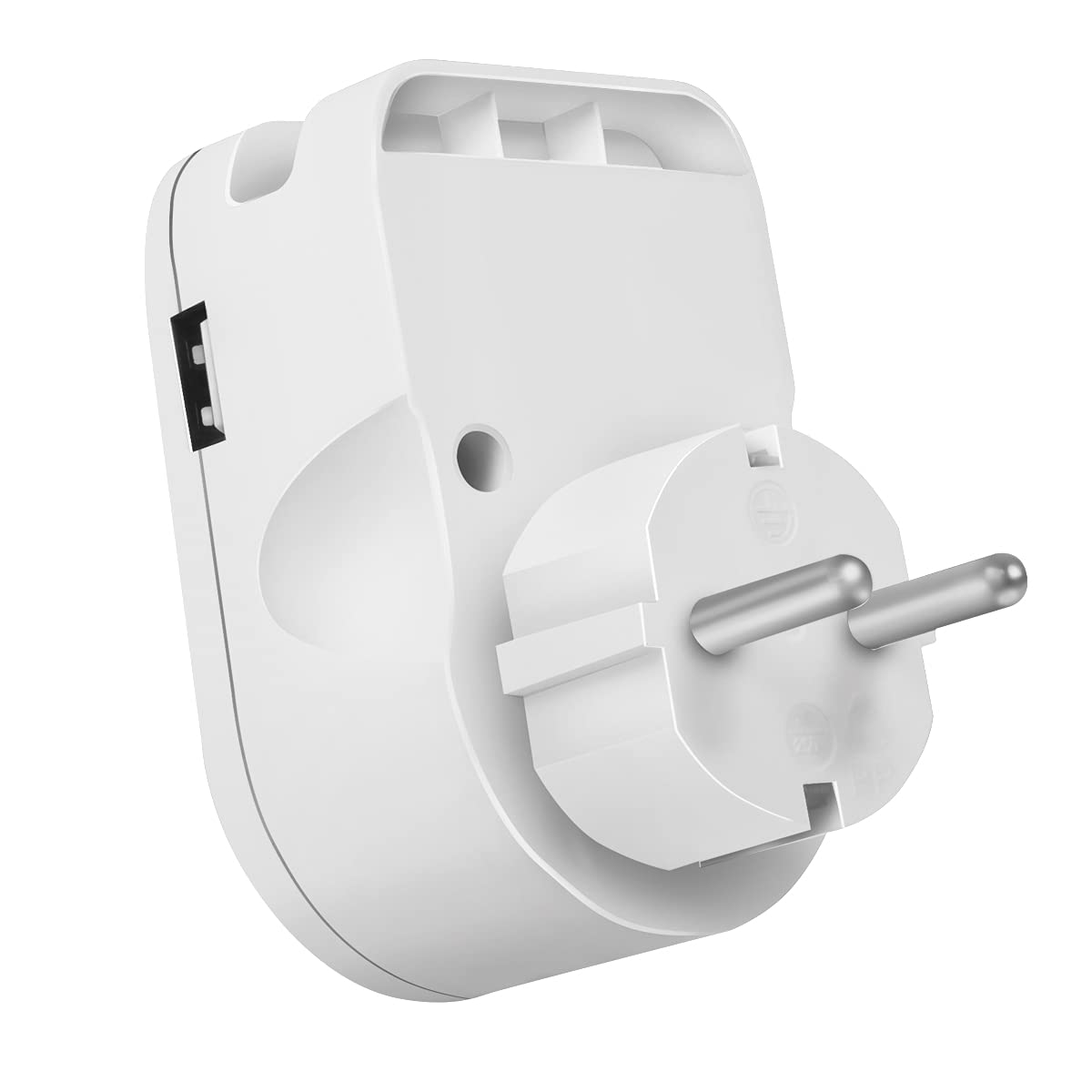 "Praktischer 2x USB Steckdosenadapter mit Smartphonehalterung in Weiß"