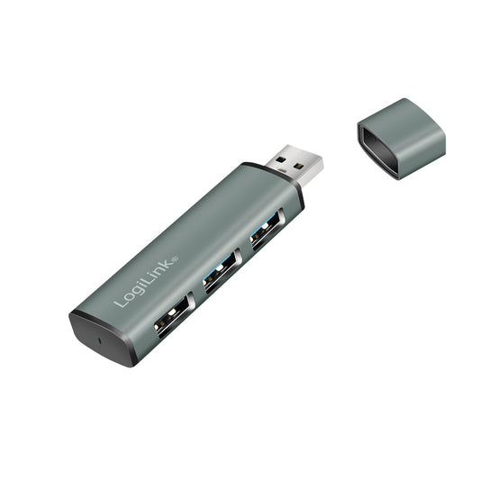 "Erweitern Sie Ihr Büro: 3-Port USB Hub in schickem Grau für schnelles Plug & Play"