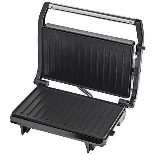 "Kompakter Genuss: 700W elektrischer Kontaktgrill für knusprige Paninis in Schwarz"