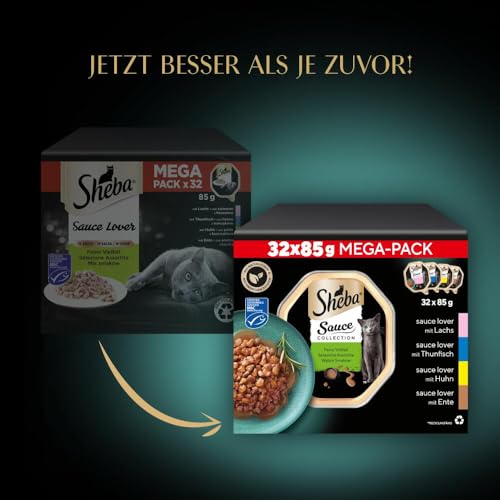 "Feinste Vielfalt für Ihre Katze: 32x HERZHAFTE Nassfutter-Schalen in Sauce"