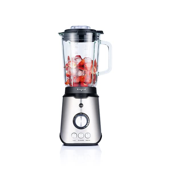 "Leistungsstarker Mixer: 1,5l Glaskrug für perfekte Smoothies, silber"