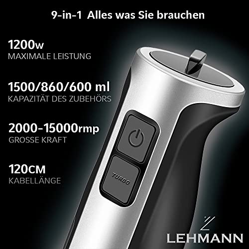 "Leistungsstarker 1200W Stabmixer Set mit 9 Zubehörteilen – Kochen leicht gemacht!"