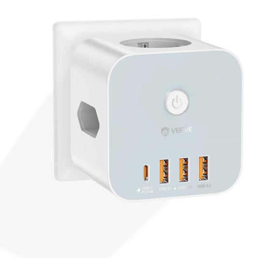 VEFVE 7-in-1 Steckdosenwürfel mit USB - Kompakt und Effizient