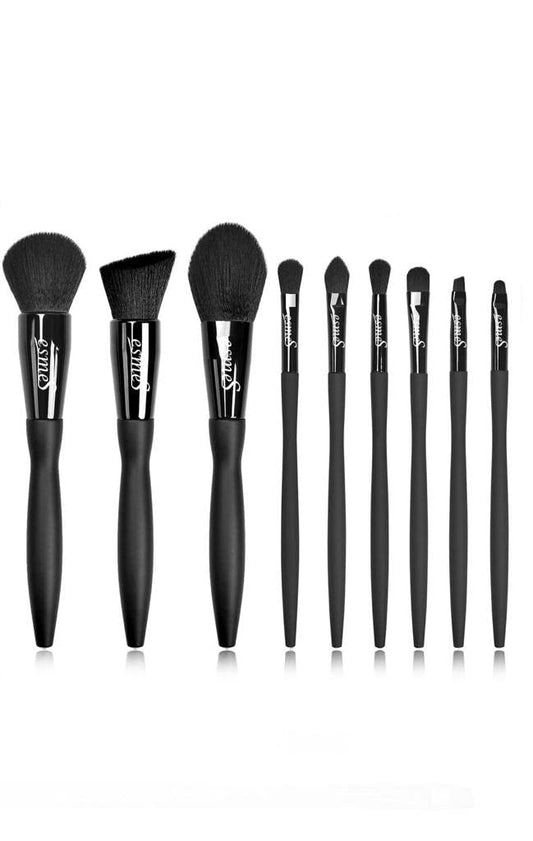 esmeS Make-up Pinselset – 9-teiliges Schminkpinsel Set für Anfänger & Profis | Hochwertige Synthetische Gesichtspinsel | Exquisites Design | Perfektes Geschenk für Frauen | Mattschwarz