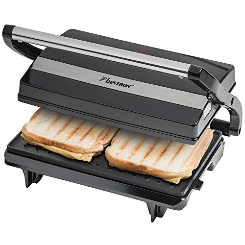 "Kompakter Genuss: 700W elektrischer Kontaktgrill für knusprige Paninis in Schwarz"