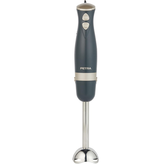 "Küchenzauber: 2-in-1 Edelstahl-Stabmixer in elegantem Grau und Gold!"