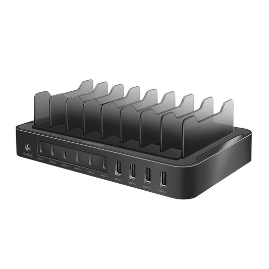 "Multifunktionale Ladestation: 120W, für 10 Geräte in elegantem Schwarz!"