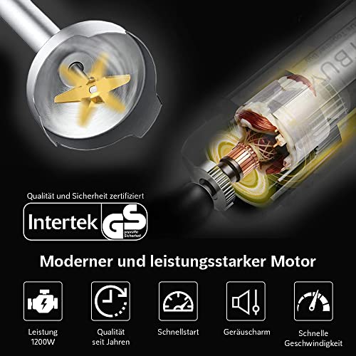 "Leistungsstarker 1200W Stabmixer Set mit 9 Zubehörteilen – Kochen leicht gemacht!"