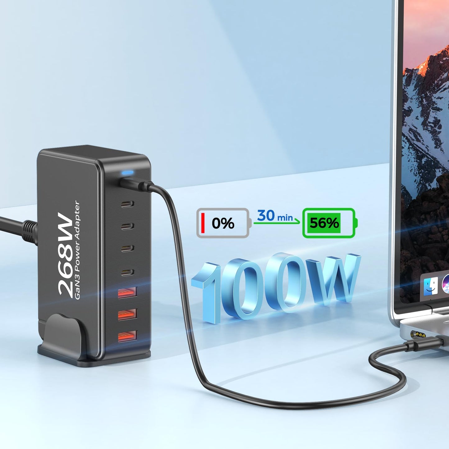 "Power für alle: 8-fach USB-Ladegerät in Schwarz für schnelles Laden"