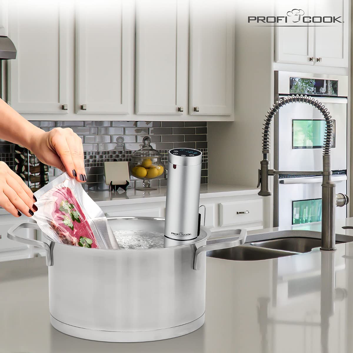 "Präzises Garen: Sous Vide Garer mit Wifi im eleganten Aluminium-Gehäuse"
