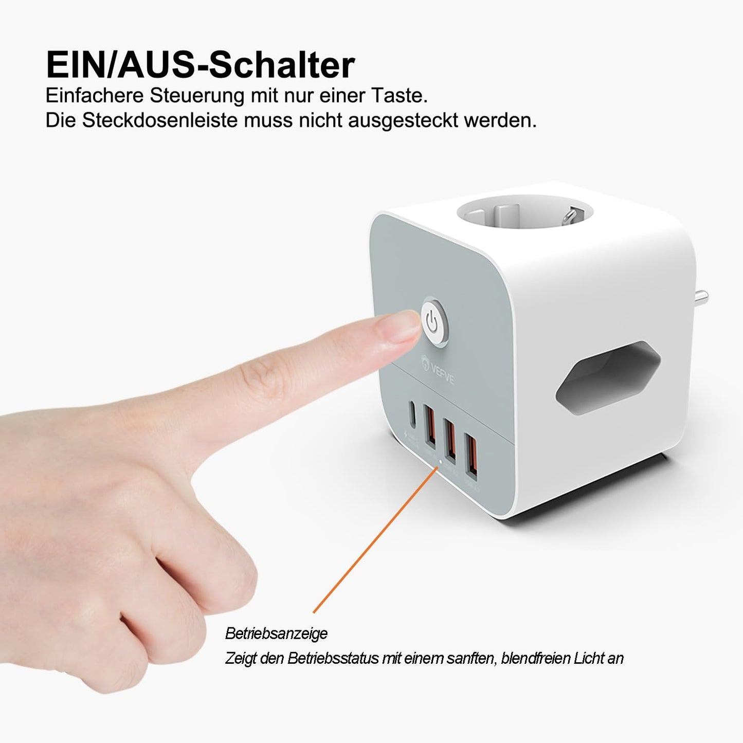 VEFVE 7-in-1 Steckdosenwürfel mit USB - Kompakt und Effizient