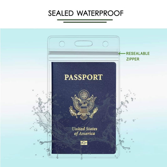 AZWOOD A6 Ausweishalter, 6 Stück 11x16cm Wasserdicht Ausweishüllen mit Schlüsselband, Transparenter PVC ID Kartenhülle Vertikal mit Lanyards für Studenten Mitabeiter Business Ausstellung