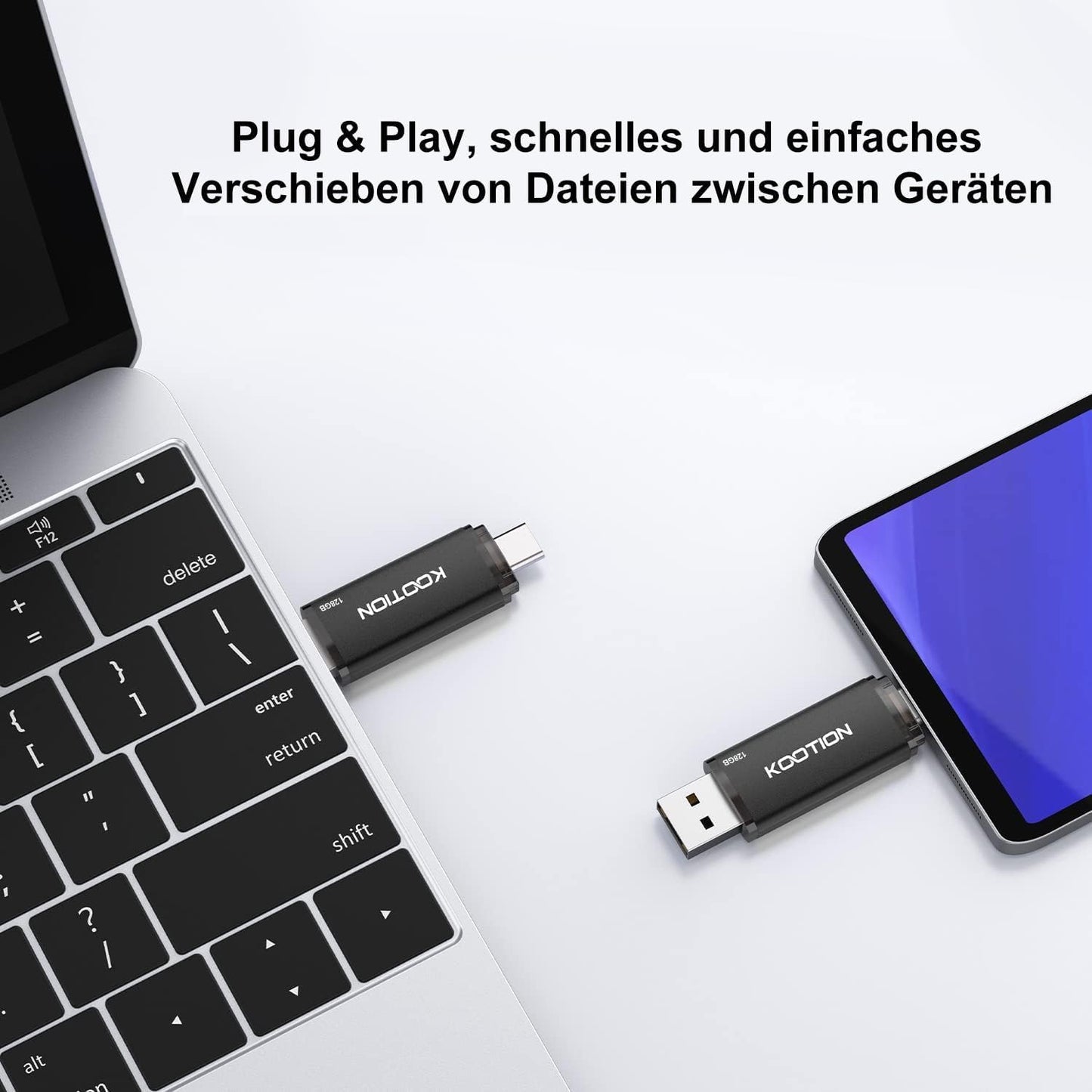 KOOTION USB C Stick – 128GB Schwarz – Vielseitiger Speicher für unterwegs
