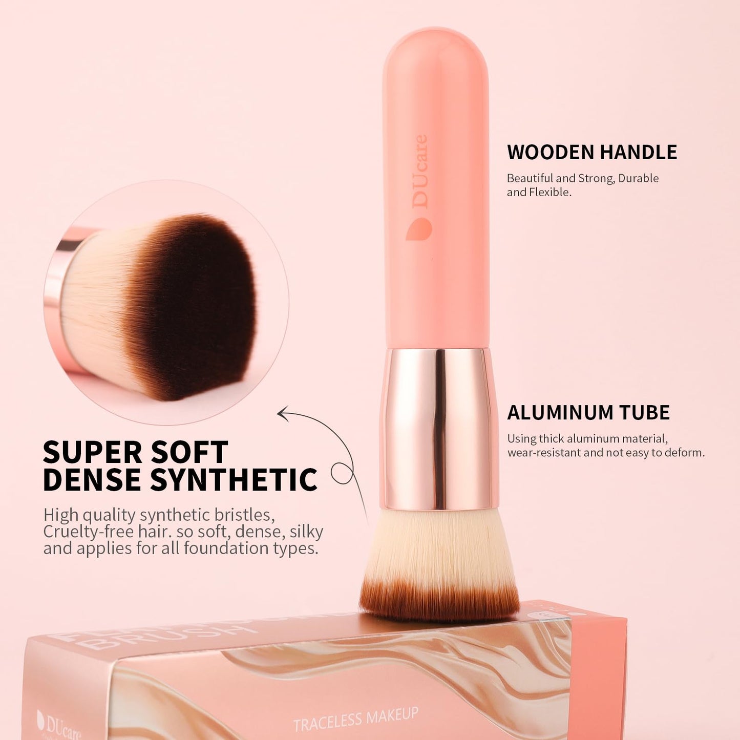 DUcare Foundation Pinsel Kabuki Make Up Pinsel Flat Top Pinsel Schminkpinsel Kosmetikpinsel - Ideal für Cremige, Pudrige oder Flüssige Foundation